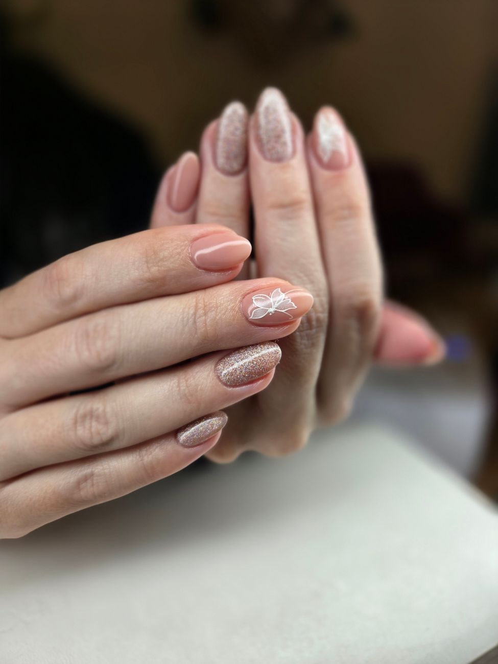 Cat eye chrome acrylic nails London