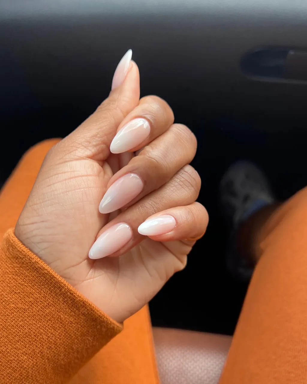 Nude ombre almond nails London